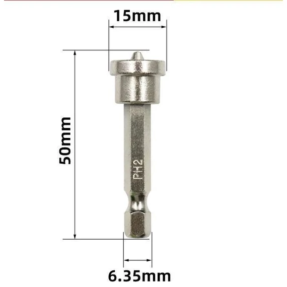 Mágneses csavar rögzítő készlet, Mágneses bitfej (5 db) 25 mm hosszúságú bitfejekkel szereléshez