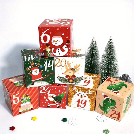 24db Adventi Kalendárium Csemegedobozok - 24 Napos Ünnepi Ajándékcsomagoló Készlet