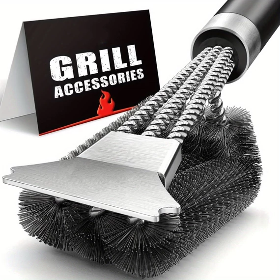 Rozsdamentes acél BBQ grillkefe és kaparó
