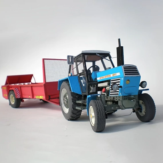 Traktor modell utánfutóval