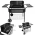 Kép 1/6 - Kerti grill, fém polcokkal, állítható rács, görgők