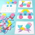 Kép 2/10 - 180db-os fa építőkocka - Tangram alakú puzzle készlet