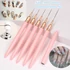 Kép 1/10 - 5db Rózsaszín/fekete Nail Art Ecsetek A Részletekért, Long Nail Art Line Ecsetek Manikűrzselé Finom Mintákhoz