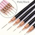 Kép 2/10 - 5db Rózsaszín/fekete Nail Art Ecsetek A Részletekért, Long Nail Art Line Ecsetek Manikűrzselé Finom Mintákhoz
